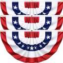 3 x 6 Feet 3 Pack American USA Pleated Half Fan Bunting Flags Outdoor,Bunting Flags Patriotic Half Fan Banner Flag for Party Memorial Day Fourth of July Independence Day 4th of July Decorations