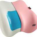 Skechers Lumbar Pillow Premium Gel & Memory Foam, Lumbar Support Pillow for Office,Chair Lower Back Pain Relief Lumbar Pillow,Ergonomic Back Support Pillow for Office Chair,Car,Home,Travel,Pink