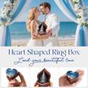 SAMAH Ocean Resin Heart LED Lighted Engagement Ring Box, Personalized Walnut Wooden Ring Box, Ring Display Box for Proposal, Wedding, Anniversary, Valentine's Day, Birthday, Christmas Gifts for Women