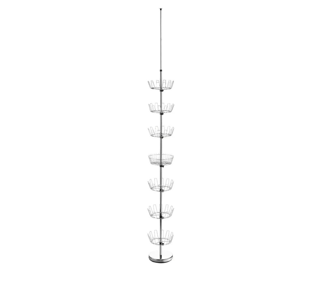 Whitmor 6 Tier Floor-To-Ceiling Shoe Spinner - Adjustable with Basket