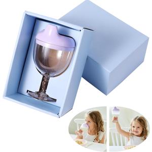 Wine Glass Sippy Cup Plastic Goblet Cup Beverage Mug Milk Bottle with Lid for Baby Kids Birthday Party Christmas Celebration New Year Celebrating (Purle)
