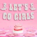 xo, Fetti Let's Go Girls Glitter Banner - Silver, 5 Ft. | Bachelorette Party Decorations, Cowgirl Birthday, Last Rodeo Backdrop, Nashville, Cow Rodeo Theme