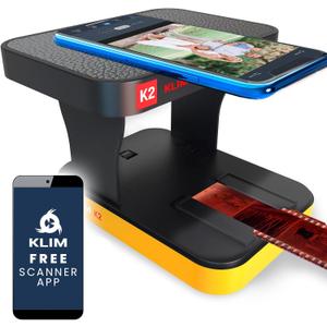 KLIM K2 Mobile Film Scanner 35mm + New + Positive & Negative Scanner + Slide Scanner + Photo Scanner + 35mm Color Film Developing Kit Essential + Your own 35mm Film Developing Service at Home (Orange)