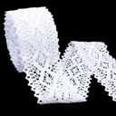 White Lace Ribbon 8 Yards Crochet Trim Cotton Sewing Lace for Crafts, Gift Package Wrapping, Bridal Wedding Decoration, Scrapbooking Supplies (2.7 inch*8yards)