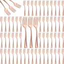 Hushee 300 Pcs Plastic Mini Plastic Forks Bulk 4 Inch Disposable Mini Appetizer Forks Tasting Fork Cutlery for Dessert Party Wedding Catering Fruit Cake(Rose Gold Color)