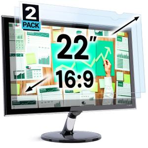 VINTEZ 22 inch Blue Light Blocking Screen Protector Panel for 16:9 Widescreen Computer Monitor and Laptop - PC Anti-UV Eye Protection Filter Film - Anti-Scratch Diagonal Frame Shield [2 Pack]