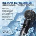 Valo Portable Rechargeable Fan - Mini Cooling Fan for Travel, USB Desk Personal Fan with 100 Speeds, Water Cooling Technology, 50ml Tank, Quiet Operation, 2,000 mAh Battery, Midnight Black