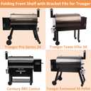 Folding Front Shelf with Bracket Fits for Traeger Pro 34, Texas Elite 34, Century 885 Costco and Eastwood 34, 36.75" x 11.5" Porcelain Steel Grill Accessories Replacement for BAC363 Folding Shelf