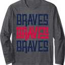 Vintage Braves Retro Three Stripe Weathered Shirt Long Sleeve T-Shirt S