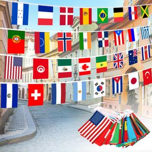 200 Countries String Flag  184Ft World Flag Banner for World Cup Party Decorations, Sports Clubs, Classrooms, Bars, and Festivals  International Bunting for Global Celebrations
