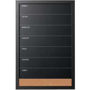 MasterVision Combo Weekly Planner Wallmount Chalkboard with Natural Cork Strip, Black Frame, 16 x 24 Inches (PM0329168), Black