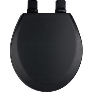 PIKLiDS Toilet Seat, Slow Close, Soft Touch, Ultra-Smooth Matte Finish (No Orange-Peel Texture), Premium Moulded Wood, Quick Release, (Black, Round)