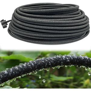 1/4 Inch Soaker Hose for Garden 100ft Soaker Irrigation Drip Hose System, Heavy Duty Drip Irrigation Tubing with Hose Connector Accessories for Watering Garden Beds Vegetable Lawn and Yard (100ft)