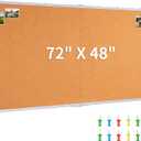 maxtek Large Cork Board 72 x 48 in, Bulletin Board for Walls, 6'x 4' Extra Aluminum Framed Corkboard, Foldable Wall Mounted Back to School Pin Memo Notice Cork Board for Office, Home Wall Display, 72x48 inches Silver