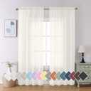 Aiyufeng 2 Pack Ivory Sheer Curtain 84 Inches Long, Light Filtering Airy Voile Drapes for Living Room, Patio, Sliding Door, Each 40" W x 84" L