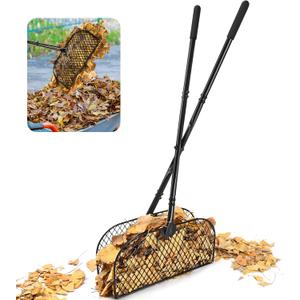 CAROD Leaf Grabber Rake with Long Handle, Lightweight Metal Leaves Rakes, Leaf Collector for Gardening, Leaf and Grass Picker Upper, Efficient and Labor-Saving Yard Rake Leaf Grabber No Bending Over