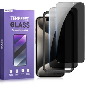 ruwa Privacy Screen Protector for iPhone 14Pro Max[6.7 Inch][2-Pack] Tempered Glass with Easy Installation Frame, Anti-Scratch,Anti-peep, 9H Hardness