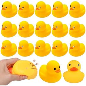 Yellow Rubber Ducks Bath Toys 24Pack, Bathtub Floating Squeaky Duck Bulk Baby Preschool Bath Toy for Baby Shower Infants Kids Toddler Birthday Party Decoration Gift (Large)