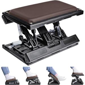 Scalebeard Foot Rest for Under Desk at Work,Height Adjustable Infinite Angle Under Desk Footrest,Ergonomic Foot Stool for Office,Gaming,Computer,Removable Pad Leg Rest with Massage Beads,All-Season