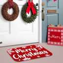 Tinideya Christmas Bathroom Rug 20"x 32" Xmas Bath Mat Red Xmas Bathroom Decor Reindeer Tree Snowflake Bath Mat Non Slip Absorbent Microfiber Washable Soft Holiday Shower Rug(Merry Christmas)