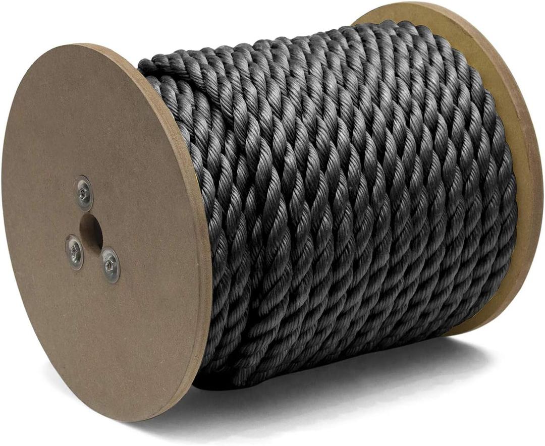 310741 150 ft (45.7 m) x 3/4 in (19 mm) Twisted Polypropylene Rope, 1000 lbs Load Capacity, Black