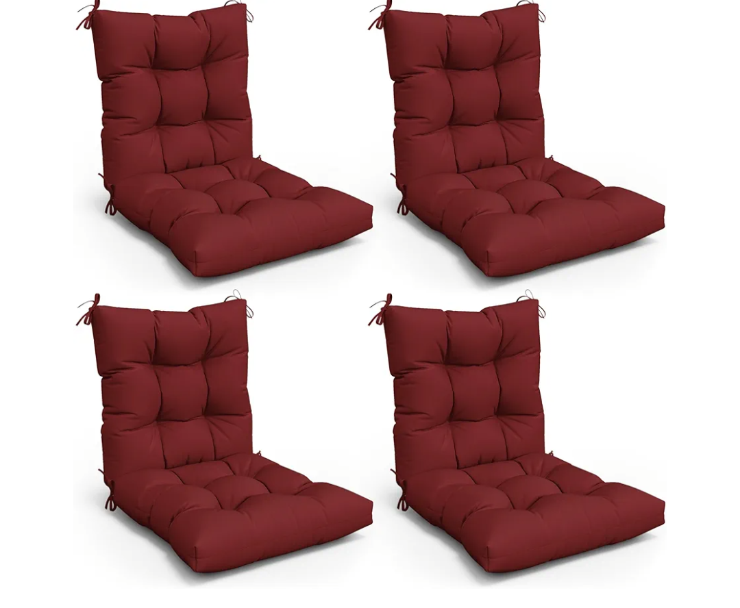 2 Pcs Outdoor Indoor High Back Chair Cushions Pillows Splash Proof Fade Resistant Replacement Patio Furniture Rocking Chair Seat Cushions for Swing Sofa, 42 x 21 x 5 Inches, Burgundy