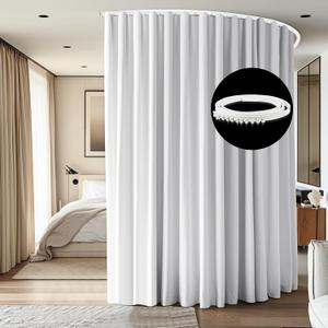 Room Divider Ceiling Mounted Curtains Track Sets Extra Wide Blackout Curtain Flexible Tracks for Bedroom Privacy Partition Separator, 1 Panel White Drape and White Rail, W8.3 x H7ft