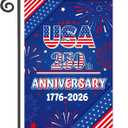 2 x Qpout 250th Anniversary Independence Day Garden Flag 12x19 Inch, Double Sided 1776-2026 Patriotic Burlap Yard Flag for 4th of July Memorial Day Outdoor Decor