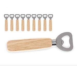 30 pcs wooden handle stainless steel beer bottle opener, smooth rubber wooden drink bottle cap opener family party bar bartender, DIY logo engraved gift