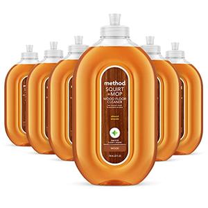 Method Hardwood Floor Cleaner, Squirt + Mop Design, Use as Laminate or Sealed Wood Floor Cleaner, Almond Scent, 25 Fl Oz, 5 Pack, Packaging May Vary