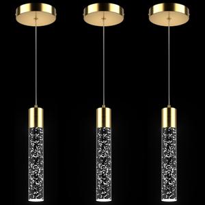 Esfos Pendant Lights Kitchen Island, 6500K Modern Kitchen Island Lights Brushed Gold, 3 Pack Ceiling Lighting Fixtures with Crystal Bubble, Integrated LED Hanging Light for Dining Room Restaurant
