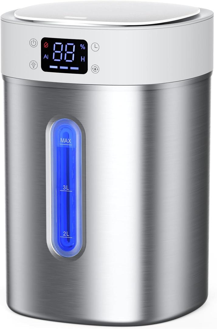 Humidifiers for Bedroom Large Room Baby, 4L Ultrasonic Cool Mist Humidifier, 304 Stainless Steel humidifiers, Auto Humidity Control, Humidity Display, Night Light, Quiet, Timer, Aromatherapy