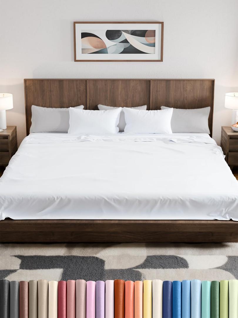 Wyoming King Sheet Set 84 x 84  Luxury 4 PC Emperor Wyoming King Sheets for Superior Comfort  16 Deep Pocket Fitted Wyoming King Sheets  Premium Softness, Durable, Breathable, Wrinkle-Resistant (01- White)