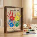 2026 Upgraded Family Handprint Kit for 4, Happy New Year Gifts for 2026, Kids Gift and Family Gift, DIY Hand and Footprint Craft Kit with Kids
