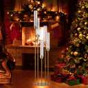 10 x 2PCS Gold Floor Candelabra,5 Arm Candle Holder Tall Floor Candle Holder with Acrylic Lampshade for Wedding Table Birthday Party Home Decoration Fit LED Taper Candles