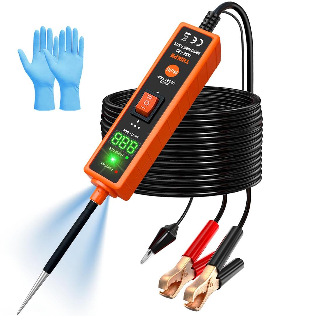 THIKPO Power Circuit Probe Tester Kit, 6V-24V DC Test Light, Automotive Circuit Tester Car Short Finder, Component Activation, Polarity Identify, Overload Protection, Voltage Tester 0.3v-80v