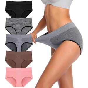 Annenmy Women's Underwear, Seamless Hipster Panties Women Breathable Tag Free Women Brief, Sport Wicking Underwear 5-Pack (Large)