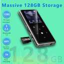 128GB MP3 Player with Bluetooth 5.2, AiMoonsa Music Player with Built-in HD Speaker, FM Radio, Voice Recorder, HiFi Sound, E-Book, Earphones Included