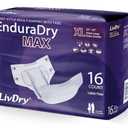 LivDry EnduraDry Max XL Adult Diapers with Tabs, Up to 12-Hours, Super Absorbent Incontinence Underwear, Leak Protection Briefs, Extra Large, 16-Pack