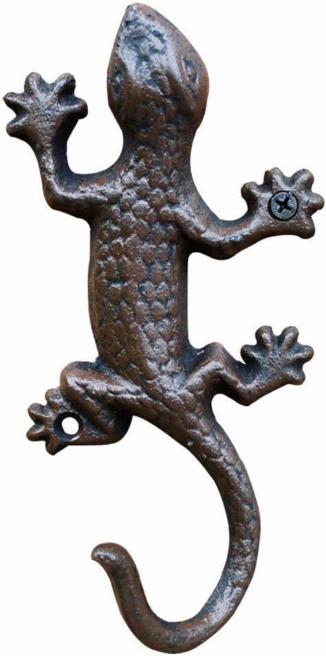 Cast Iron Decorative Wall Hook - Cast Iron Gecko Wall Mounted Hooks for Hanging, Key Hook Coat Hat Hanger Cast Iron Garden Hook - Wall Mounted Hook Hanger Holder Coat Aprons Hats Towels Wall Hook