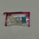 Y1tvei Clear SUN Makeup Bag - Preppy Blue SUN Chenille Varsity Letter Cosmetic Bag PVC Transparent Zipper Waterproof Beach Makeup Carry Pouch Portable Travel Toiletry Organizer for Women(Rose Red)