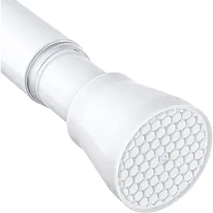 White Tension Curtain Rod for Windows 28 to 48 inch, Adjustable Expandable Pressure Spring Curtain Rod No Drilling, 7/8" Curtain Rod for Bedroom Doorway Closet Door