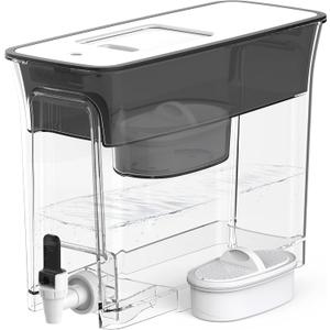 Waterdrop 35-Cup Slim Water Filter Dispenser, Large Capacity Water Filter Pitcher, 200-Gallon Long-Life, 5X Lifetime, Reduces Chlorine, PFOA/PFOS and More, BPA Free, Black (with 1 Filter)