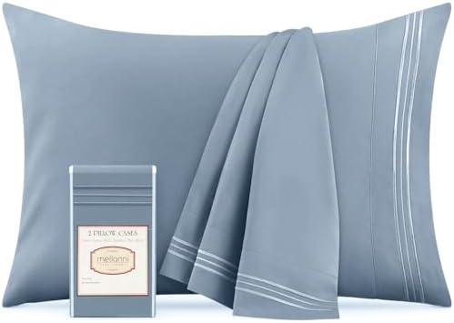 Mellanni Pillow Cases - Luxury, Extra Soft, Cooling Pillow Covers - 2 PC Iconic Collection Pillowcases - Envelope Closure (King 20" x 40", Blue Hydrangea)
