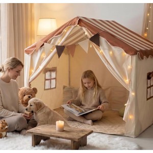 KetieStory Kids Play Tent Set – Portable Teepee Tent for Toddlers with Mat & Star Lights, Washable and Foldable Indoor Play House for Baby Aging 13 as Reading Nook & Room Decor