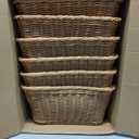 Reallnaive Rattan Storage Baskets, 6 Pack 11.8 x 7.9 x 5.9 Inches Boho Rectangular Organizing Woven Storage Basket Set with Removable Write Tags for Classroom School Office Teacher Book Organization