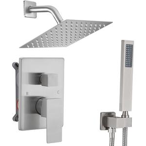Shower Faucet Set 8 Inch Rainfall Shower Head and Handheld Shower High Pressure Rainfall Shower Head System Shower Faucet Set with Valve and Trim