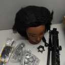 100% African Mannequin Head Human Hair,4C Afro Curly Cosmetology Manican Manikin Doll Head with 47 Mannequin Head Stand,Table Calmp,Braiding Set for Display Practice Braiding Styling Training, Blac