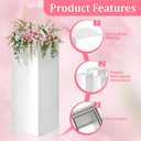 Square Stands for Party, 5Pcs Metal Pleated Pedestal Stand Heavy Duty White Cake Cilindros Para Fiestas Parties Round Display Flower Plant Stand for Wedding Birthday Party Decor