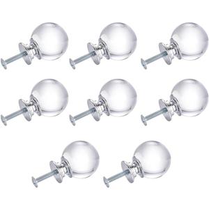 Set of 8 Crystal Drawer Knobs, Round Handles Ball Pulls for Cabinets, Cupboard Dresser, Drawers, Kitchen Furniture or Kids Room - Transparent